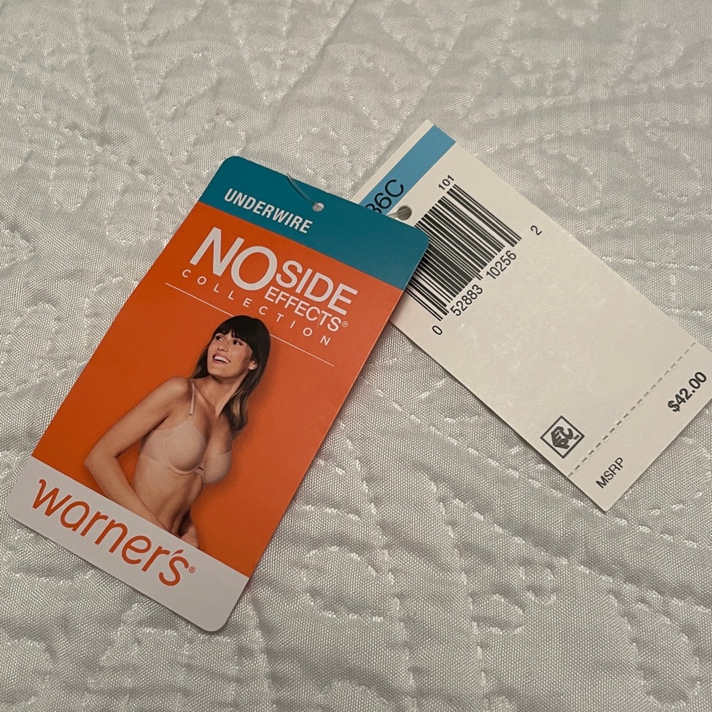 New with Tags Off Warner’s NO SIDE EFFECTS Underwire Bra 36C Great Condition - Picture 10 of 13